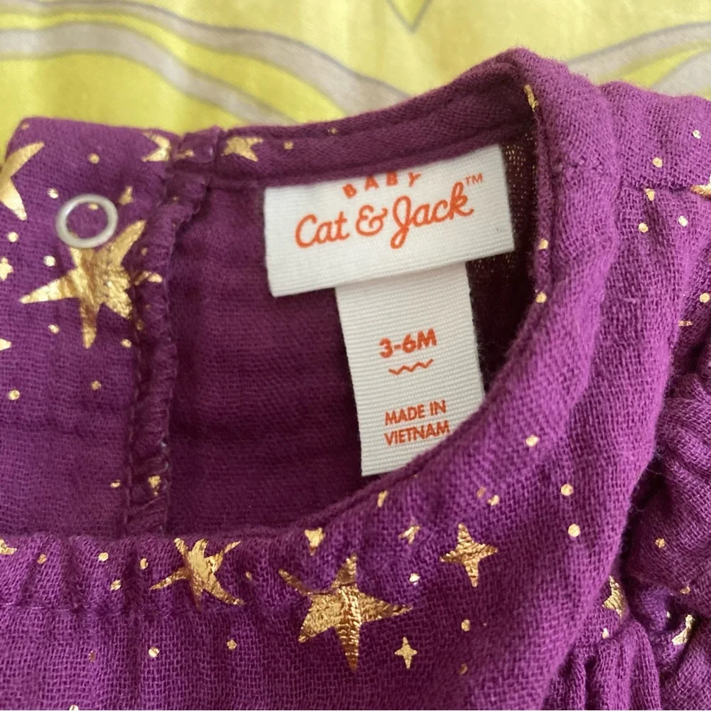 Cat & Jack Purple Romper with Gold Stars
